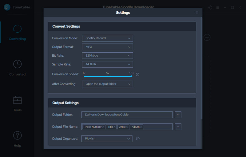 adjust output settings spotify downloads