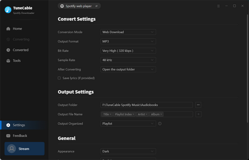 download setting of spotify audiobooks