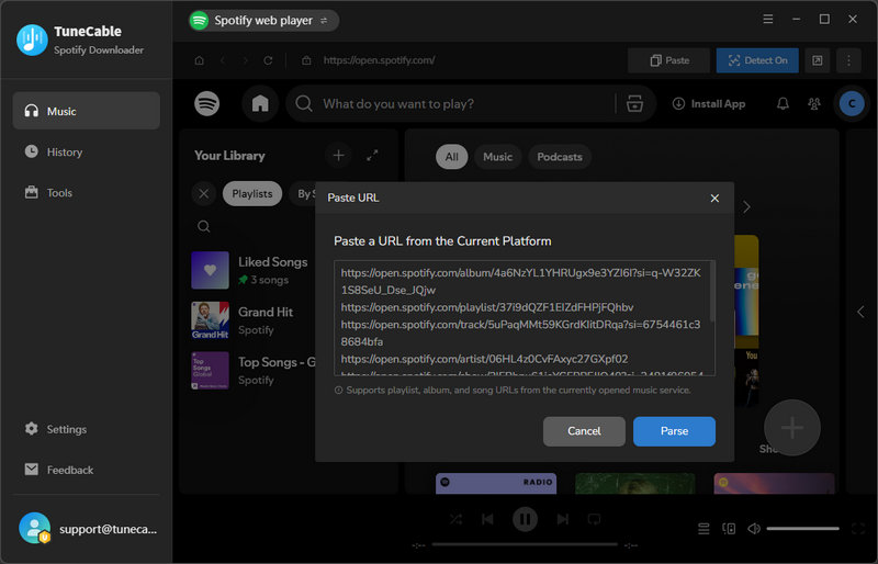 parse multiple spotify links to mp3 at once