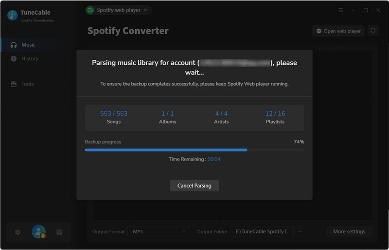 parsing and backing spotify library