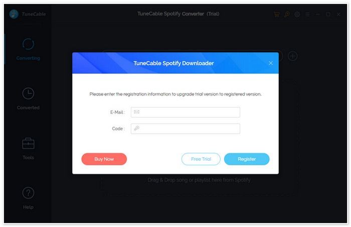 register tunecable spotify music converter