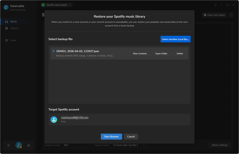 restore spotify music library