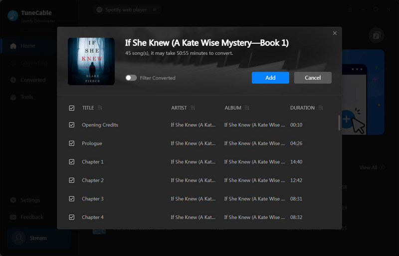 choose spotify audiobooks to download