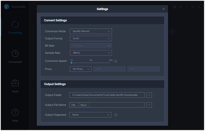spotify music output format settings