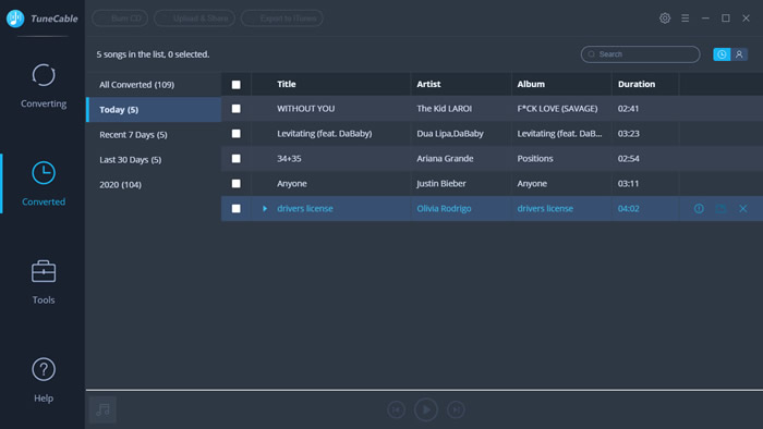 view and play downloaded spotify music in tunecable