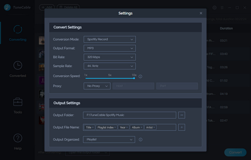 adjust output settings