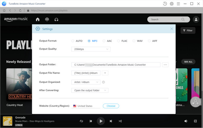 choose mp3 as output format